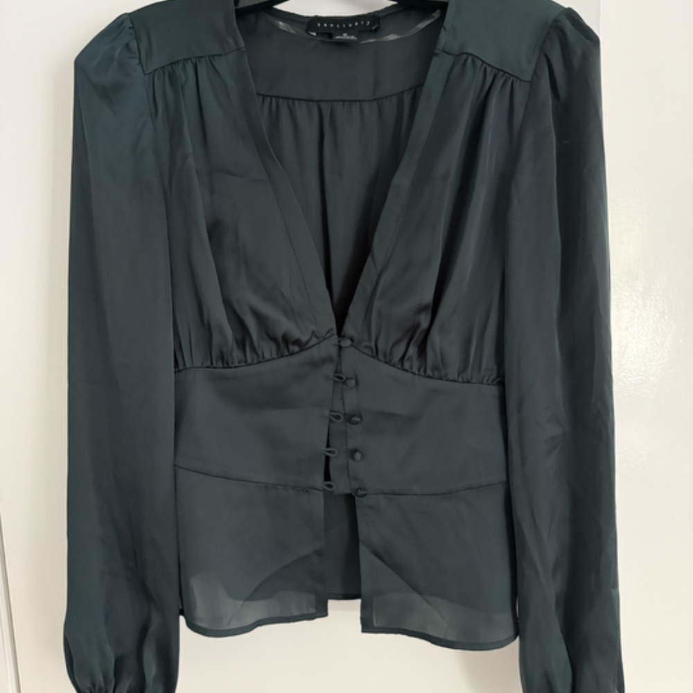 Emerald Green Silky Blouse